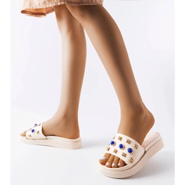 Beige verzierte Pantoletten von Montesarchio 2