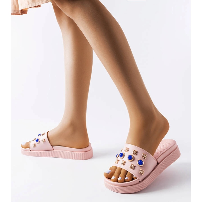 Rosa verzierte Pantoletten von Montesarchio 2