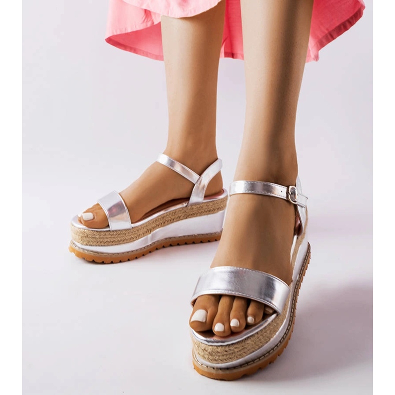 Silberne Keilsandalen von Access 1