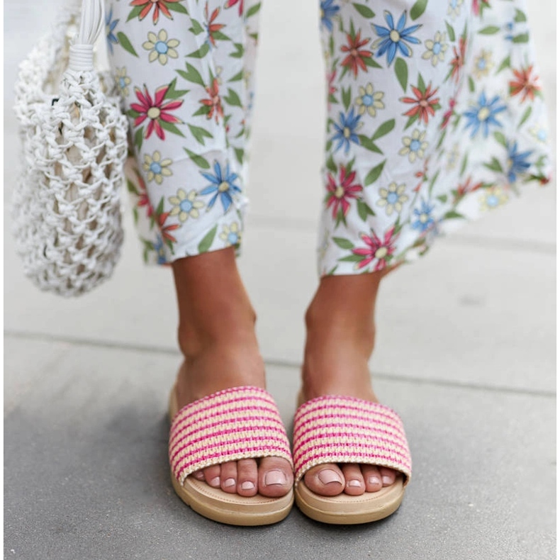 Rosa gewebte Capovalle-Pantoletten 1