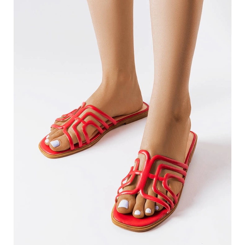 Rote Gandy-Hausschuhe für Damen 1