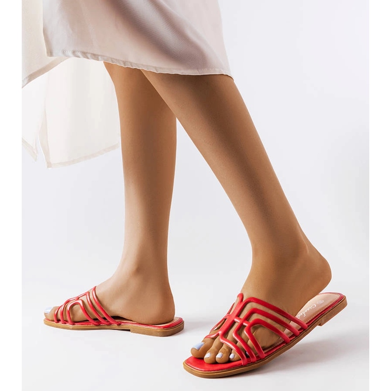 Rote Gandy-Hausschuhe für Damen 2