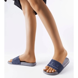 Graue Gummipantoffeln von Azelio blau 1