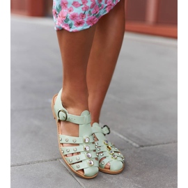 Grüne Sandalen mit Strasssteinen von Gaetano 2