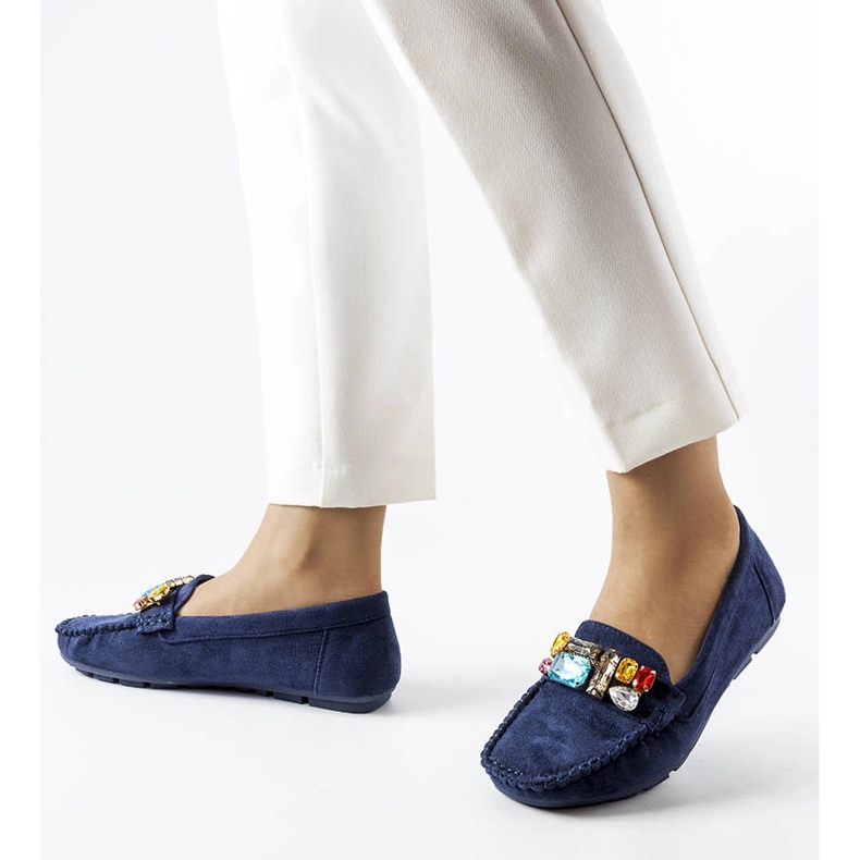 Marineblaue Slipper mit Lederinnensohle von Bertrand 1