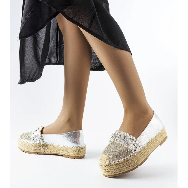 Silberne Espadrilles mit Zirkonia von Lauro silber- 1