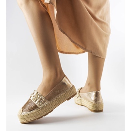 Goldene Espadrilles mit Zirkonia von Lauro 1