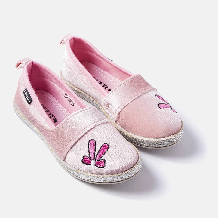 Rosa Velours-Ballerinas von Patria 1