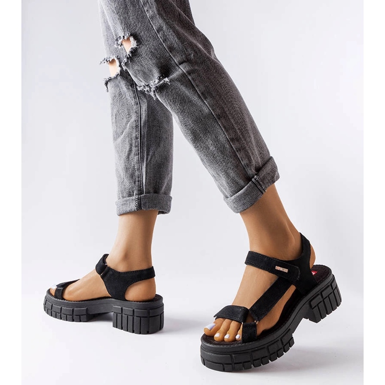 Schwarze Sandalen am Pfosten Big Star LL276035 1