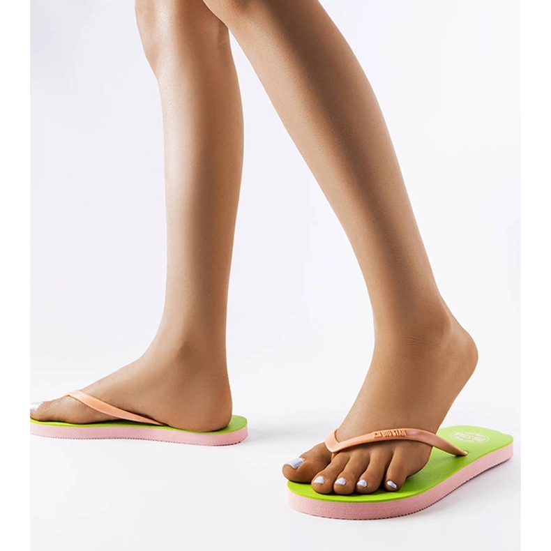 Grüne und rosa Flip-Flops Big Star FF274A330 2