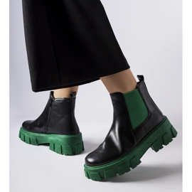 Schwarze und grüne massive Petronio-Stiefeletten 1