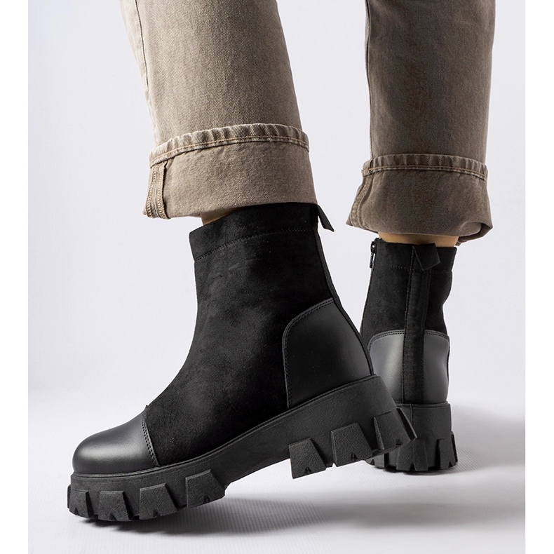 Arbeiter aus schwarzem Öko-Wildleder mit Milo B026-17 Black-Profil 1