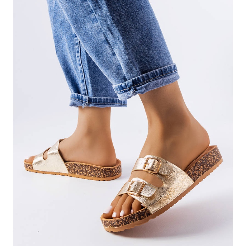 Goldene Flip-Flops mit Cincinna-Korksohle 2