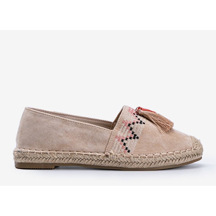 Beige Espadrilles mit Alyana Fransen 1