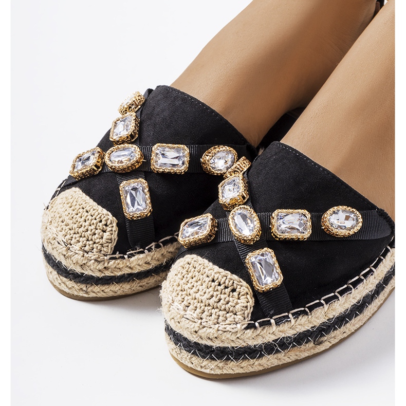 Schwarze Espadrilles mit Taimi Zirkonia 2