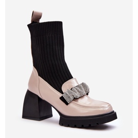 Damenstiefel mit Socken-High-Heels Beige S.Barski MR870-41 1