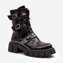 Damen-Arbeiterstiefel Lackschwarz S.Barski MR870-61 1