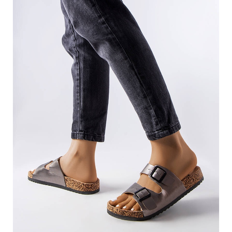 Graue Kork-Slider mit Schnallen von Lee Cooper LCW-22-35-1153L 1