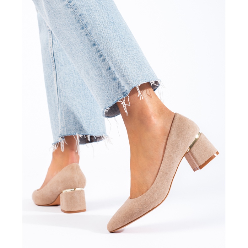 Goodin Elegante Wildleder Pumps beige 2