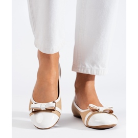 Weiße und beige Damen-Ballerinas von Shelovet 1