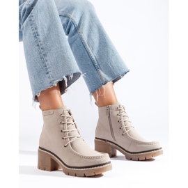 Goodin Beigefarbene Schnürstiefeletten mit hohem Absatz von Shelovet 1