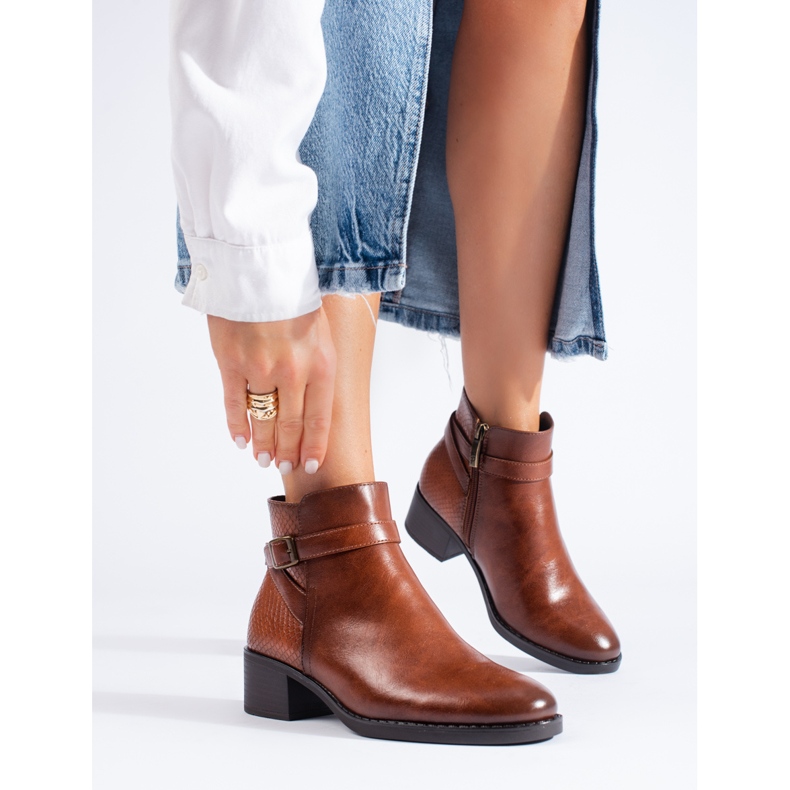 W. Potocki Potocki schwarze Damen-Stiefeletten mit hohen Absätzen braun 1