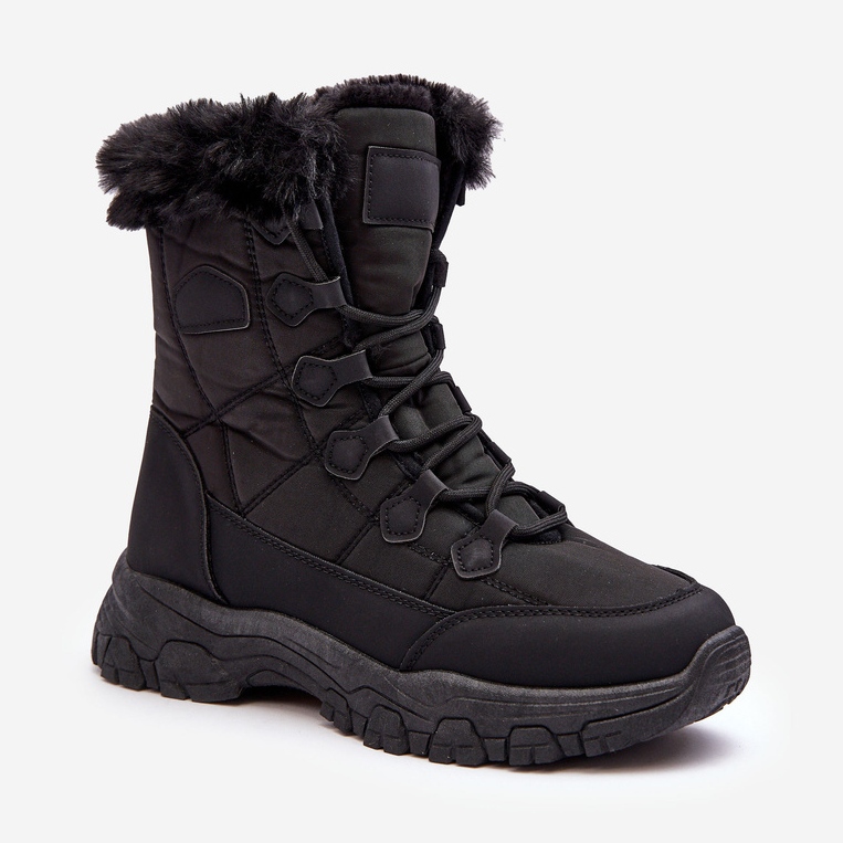 PE1 Damen-Schneestiefel mit Fell und Reißverschluss, Schwarz Vittora 1