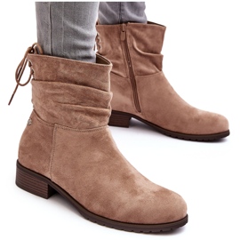 Evento Flache Damenstiefel aus Wildleder in Beige von Keresa 10