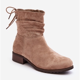 Evento Flache Damenstiefel aus Wildleder in Beige von Keresa 1