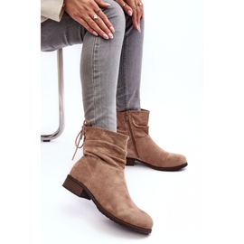 Evento Flache Damenstiefel aus Wildleder in Beige von Keresa 8