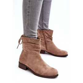 Evento Flache Damenstiefel aus Wildleder in Beige von Keresa 5