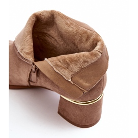 PE1 Wildleder-Damenstiefel mit hohem Absatz Beige Mebassa 2