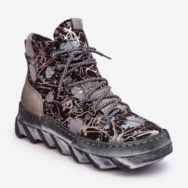 Warme Damen-Stiefeletten aus Leder Maciejka 06146-03 Grau schwarz 1