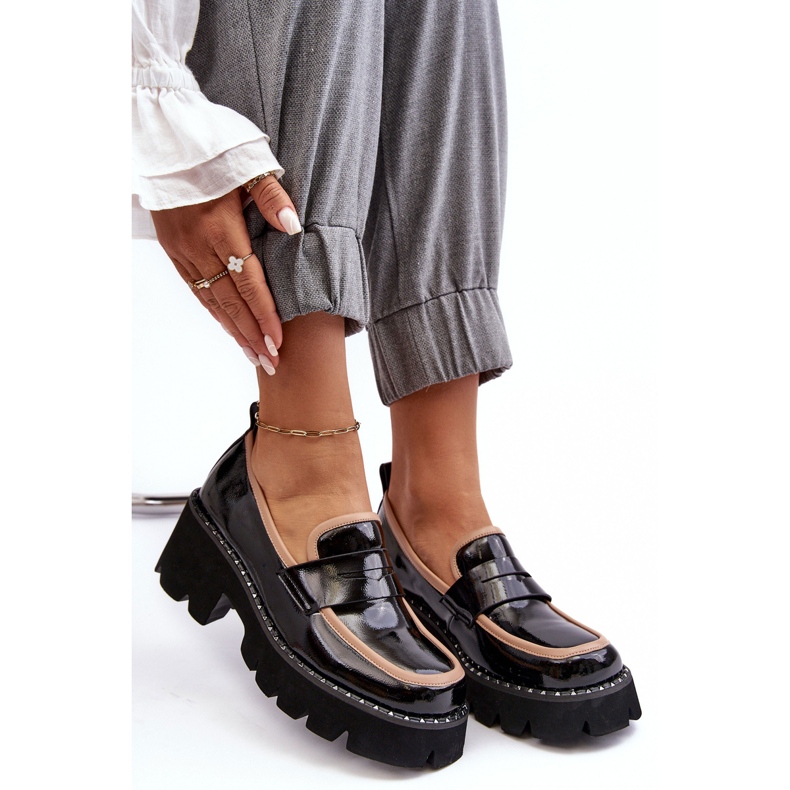 S.Barski Damen-Mokassins aus Leder D&amp;A MR870-32 Schwarz 1