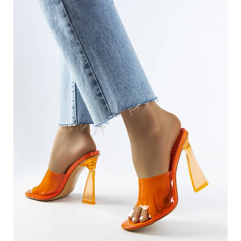 Orange transparente Pantoletten von Clichy 2