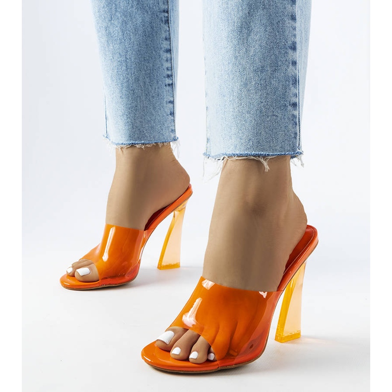 Orange transparente Pantoletten von Clichy 1