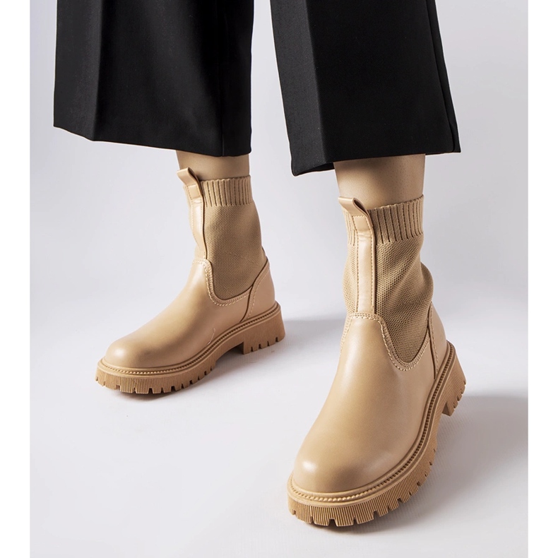 Beigefarbene Öko-Wildlederstiefel Big Star MM274542 1