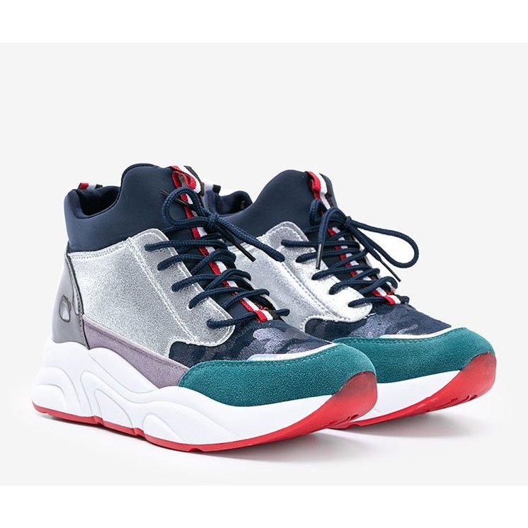 Navy Sneakers auf einer dicken Cassadi-Sohle marineblau mehrfarbig 1