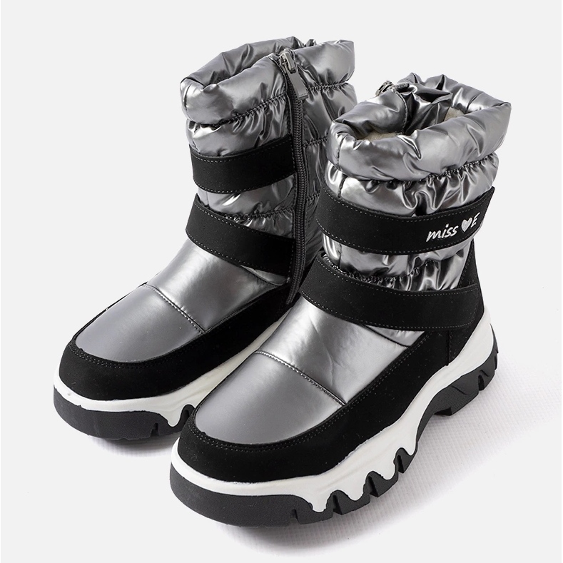 Miss Schwarz-graue Staturano-Schneestiefel für Mädchen 1