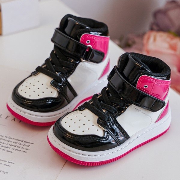 Rosa-weiße Lack-Sportschuhe für Kinder Milara 2