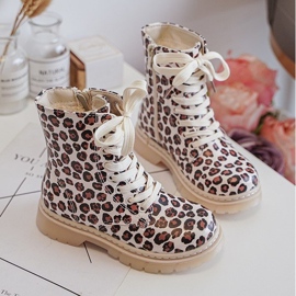 Isolierte Kinderstiefeletten mit Reißverschluss, Beige und Braun Dolida 1