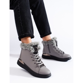 Graue, isolierte Shelovet-Schnürstiefeletten 1