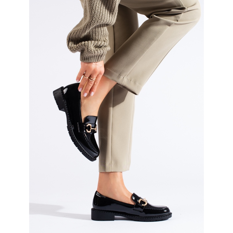 Elegante schwarze Shelovet-Loafer aus Lackleder 1