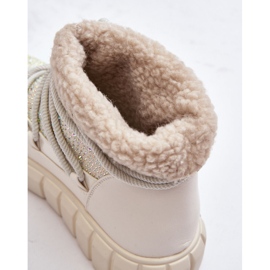 Isolierte Schneestiefel mit Strasssteinen verziert GOE MM2N4081 Beige 2