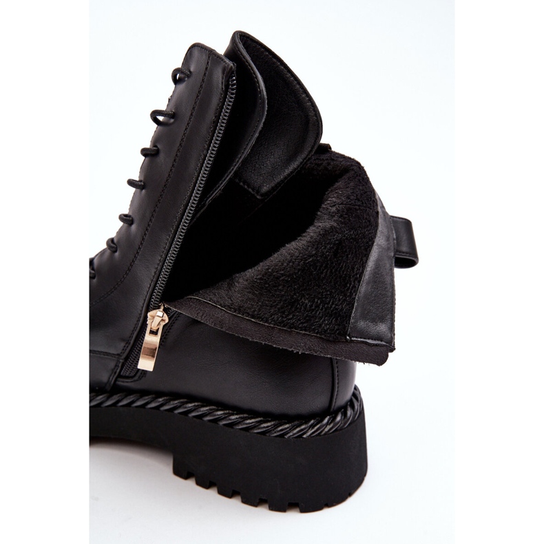 Damen-Arbeiterstiefel mit Verzierung Schwarz S.Barski MR870-68 2