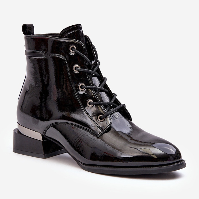 Vinceza Isolierte Lacklederstiefel mit Reißverschluss, Black Achonia schwarz 1