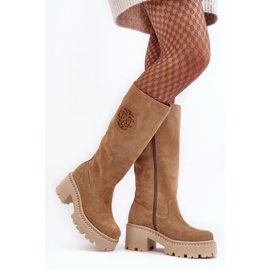 Lewski Shoes Overknee-Stiefel aus Wildleder für Damen Beige Lewski 3367 1