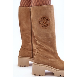 Lewski Shoes Overknee-Stiefel aus Wildleder für Damen Beige Lewski 3367 2