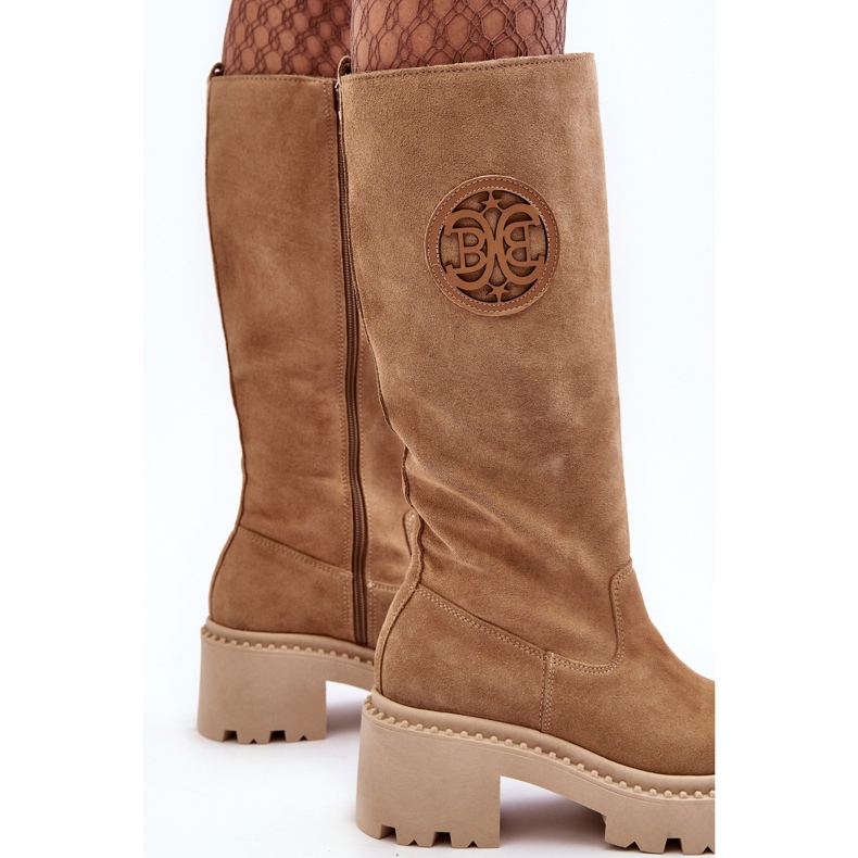 Lewski Shoes Overknee-Stiefel aus Wildleder für Damen Beige Lewski 3367 2