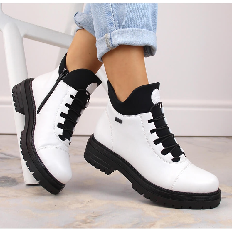 Wasserdichte, bequeme, isolierte Damenstiefelette, weiß, Rieker Tex Y3163-80 1